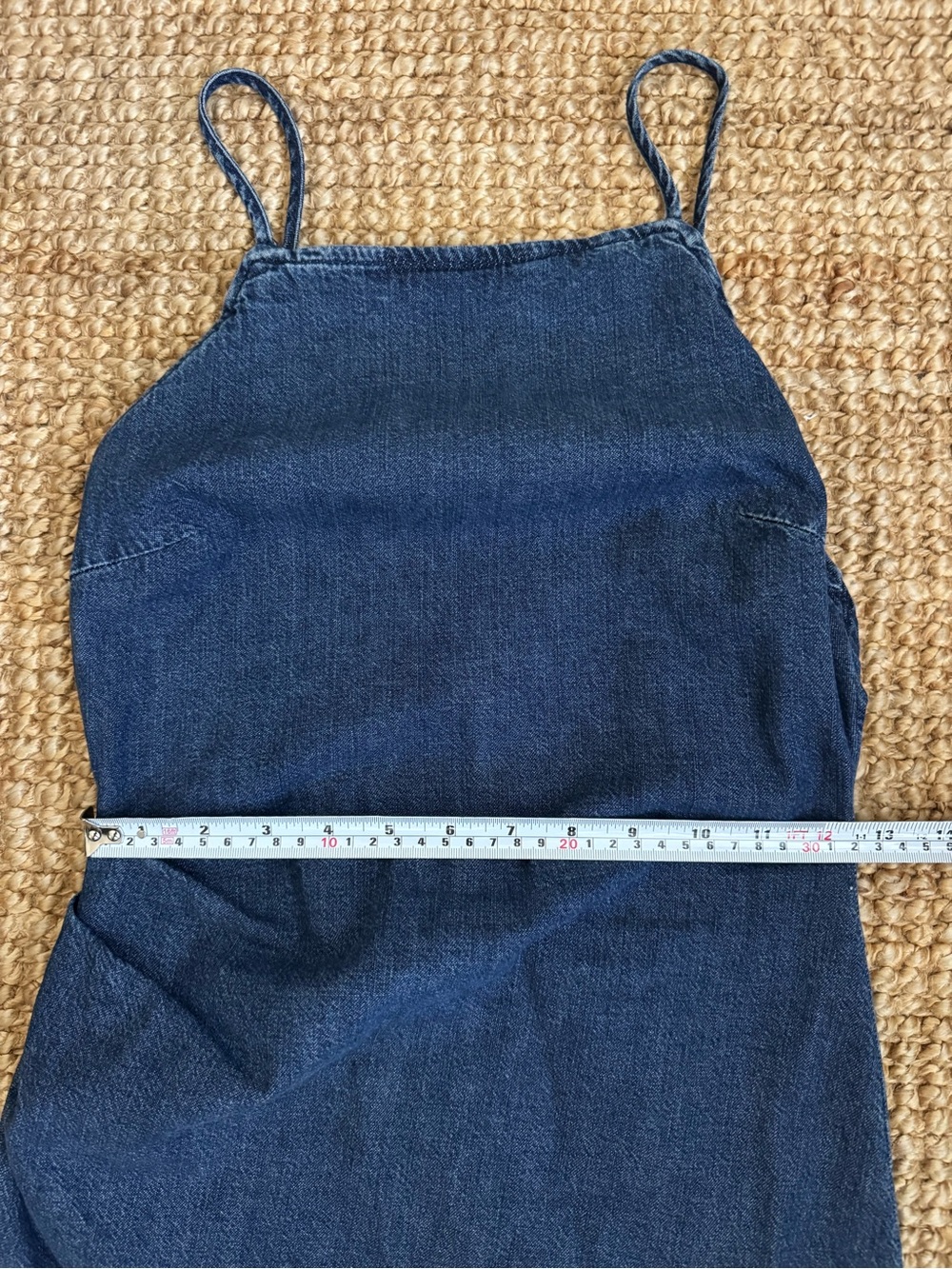 100% Cotton Denim Dress with Spaghetti Straps - Dark Blue - Picture 8 of 13